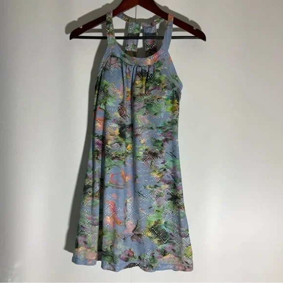 Prana Cantine Dress Blue Graceful Stretch Halter Double Strap back Round Neck XS - Picture 5 of 16